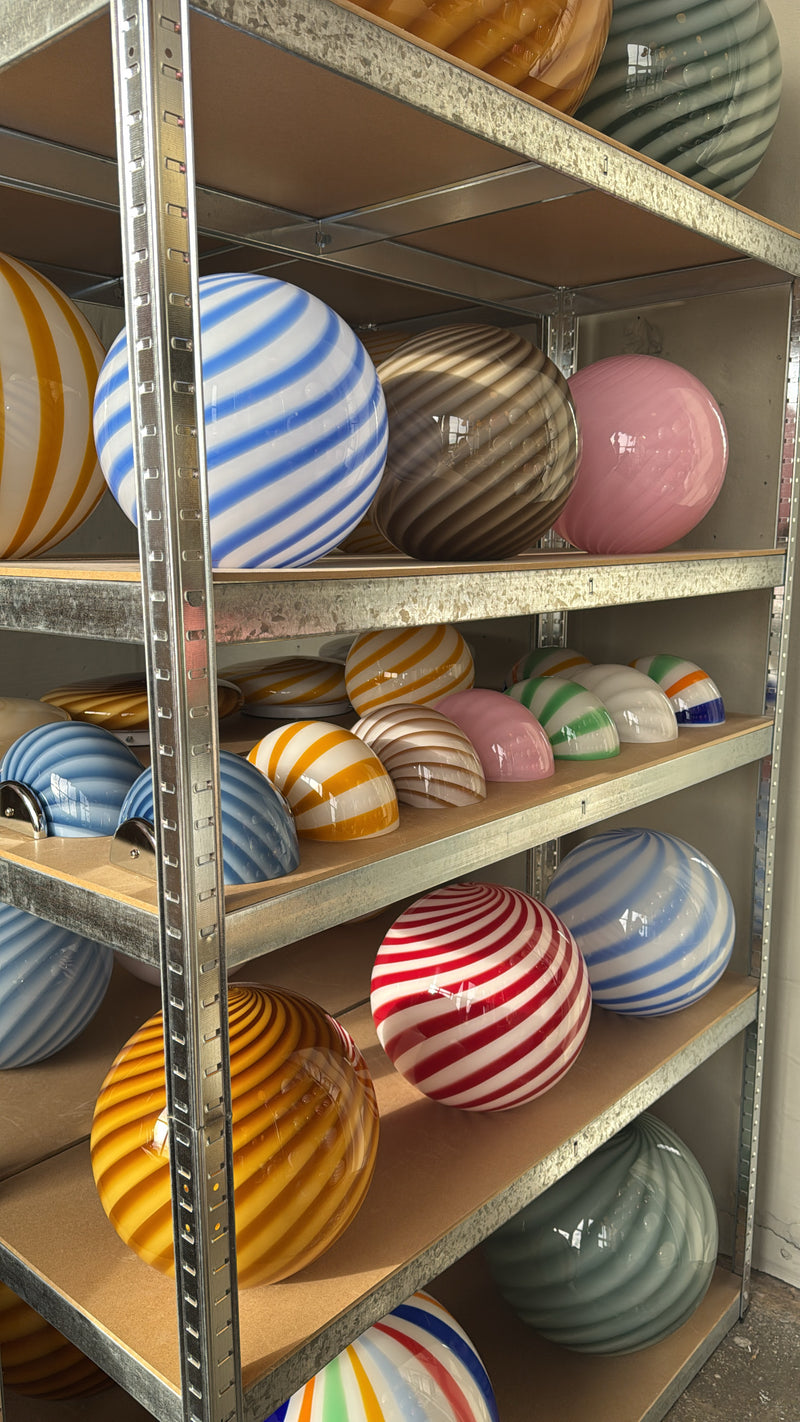 Murano Candy væglampe blå swirl 21x15cm - krom beslag [archive]