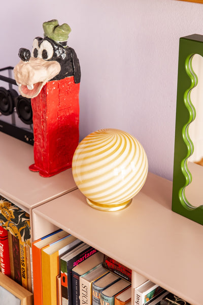 Murano Candy table lamp yellow swirl D:20 cm