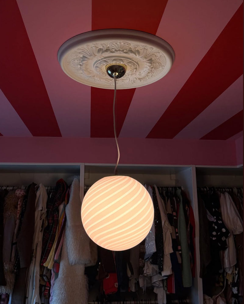 Murano Candy pendel bubble gum lyserød D:30 cm