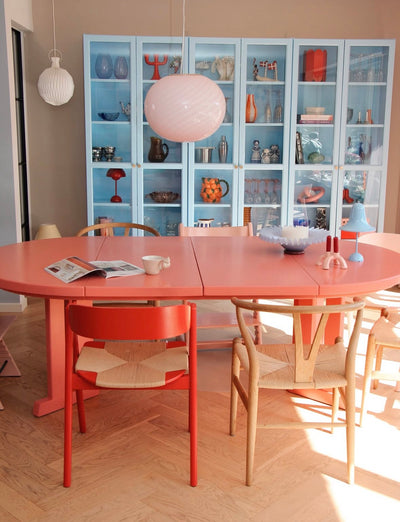 Stor Murano Candy oval pendant soft pink swirl D:40 cm