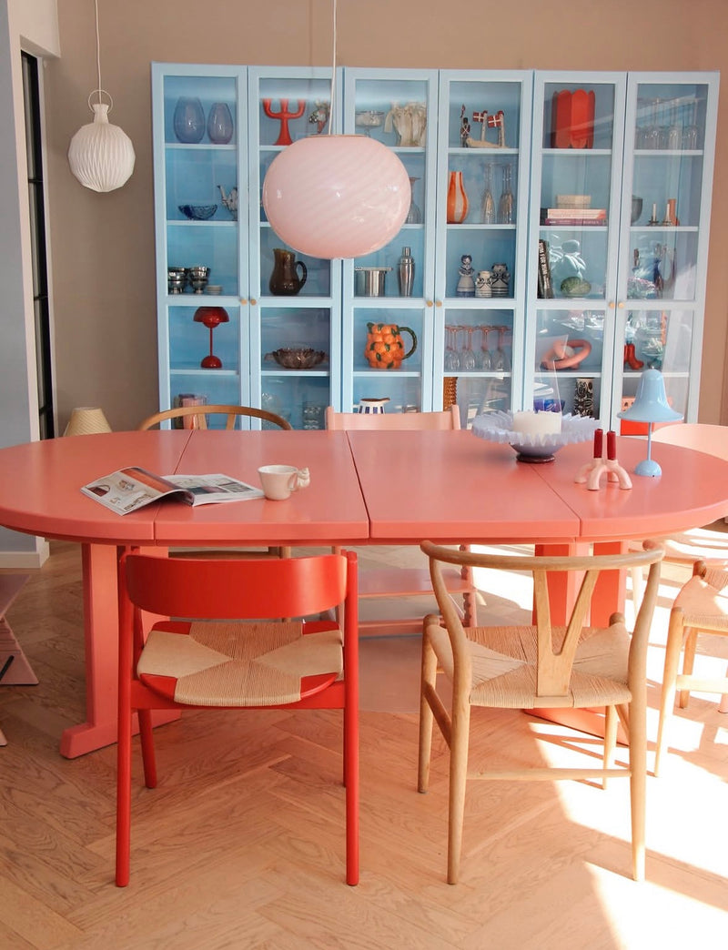 Grote Murano Candy ovale pendel zacht lichtroze swirl D:40 cm