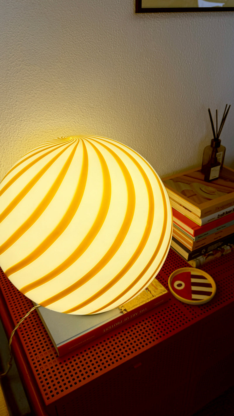 Murano Suspension Candy jaune/blanc swirl D:40 cm