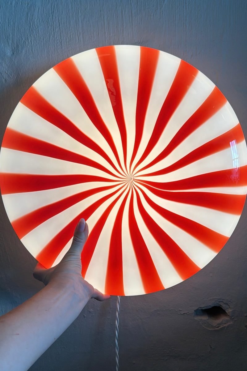 Large Murano Candy flush mount red/white stripes D: 40 cm