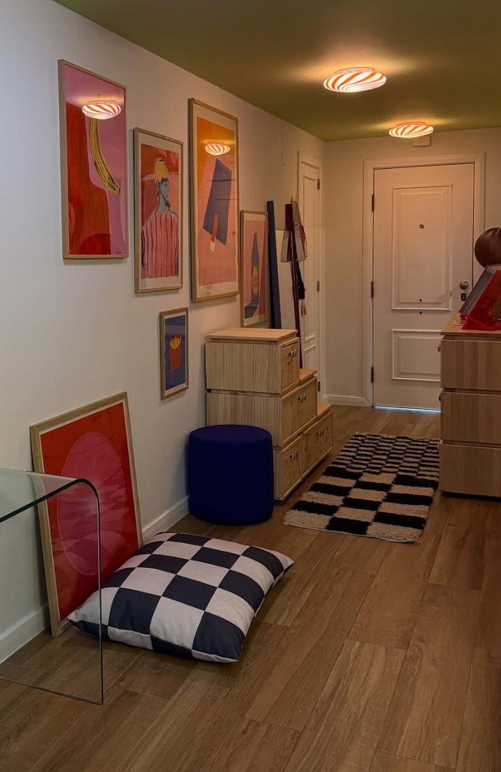 Murano Candy plafond rød/hvid swirl D:30 cm