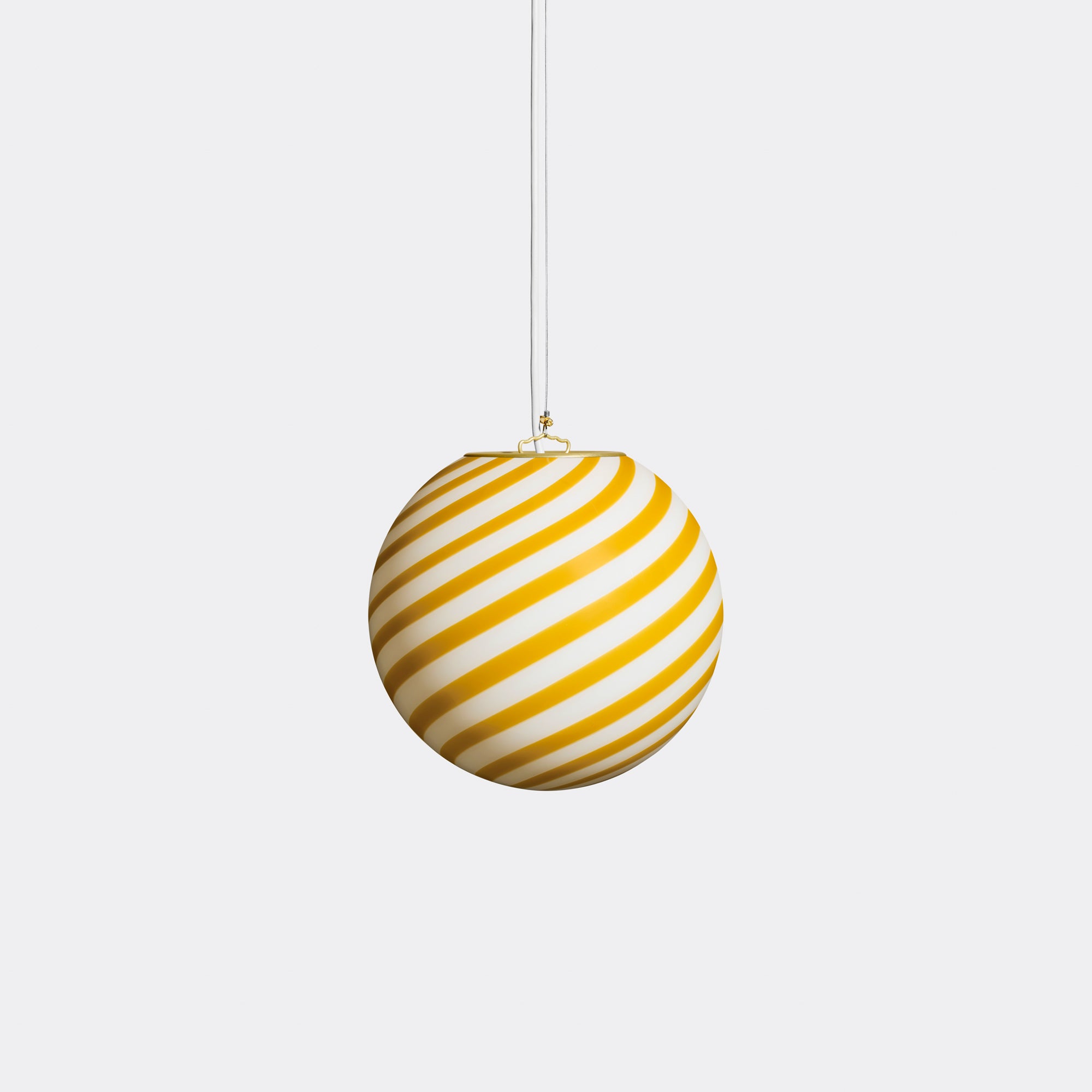 Murano Candy pendel gul/hvid swirl D:20 cm