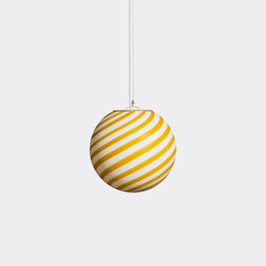 Murano Candy pendel gul/hvid swirl D:20 cm