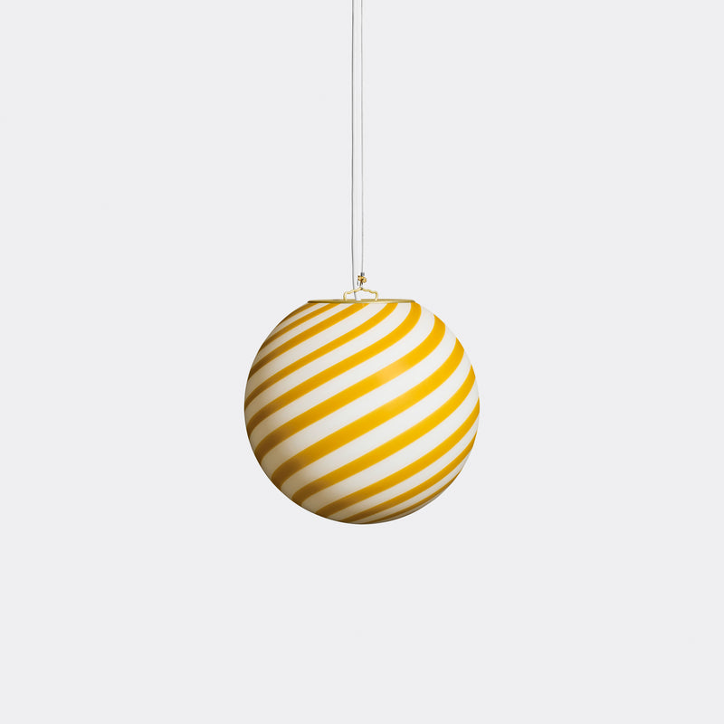 Murano Candy pendel gul/hvid swirl D:20 cm