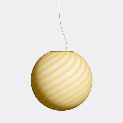 Stor Murano Candy pendel gul swirl D:40 cm