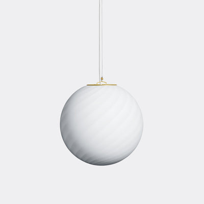 Stor Murano rund hvid swirl lampe pendel D:50 cm