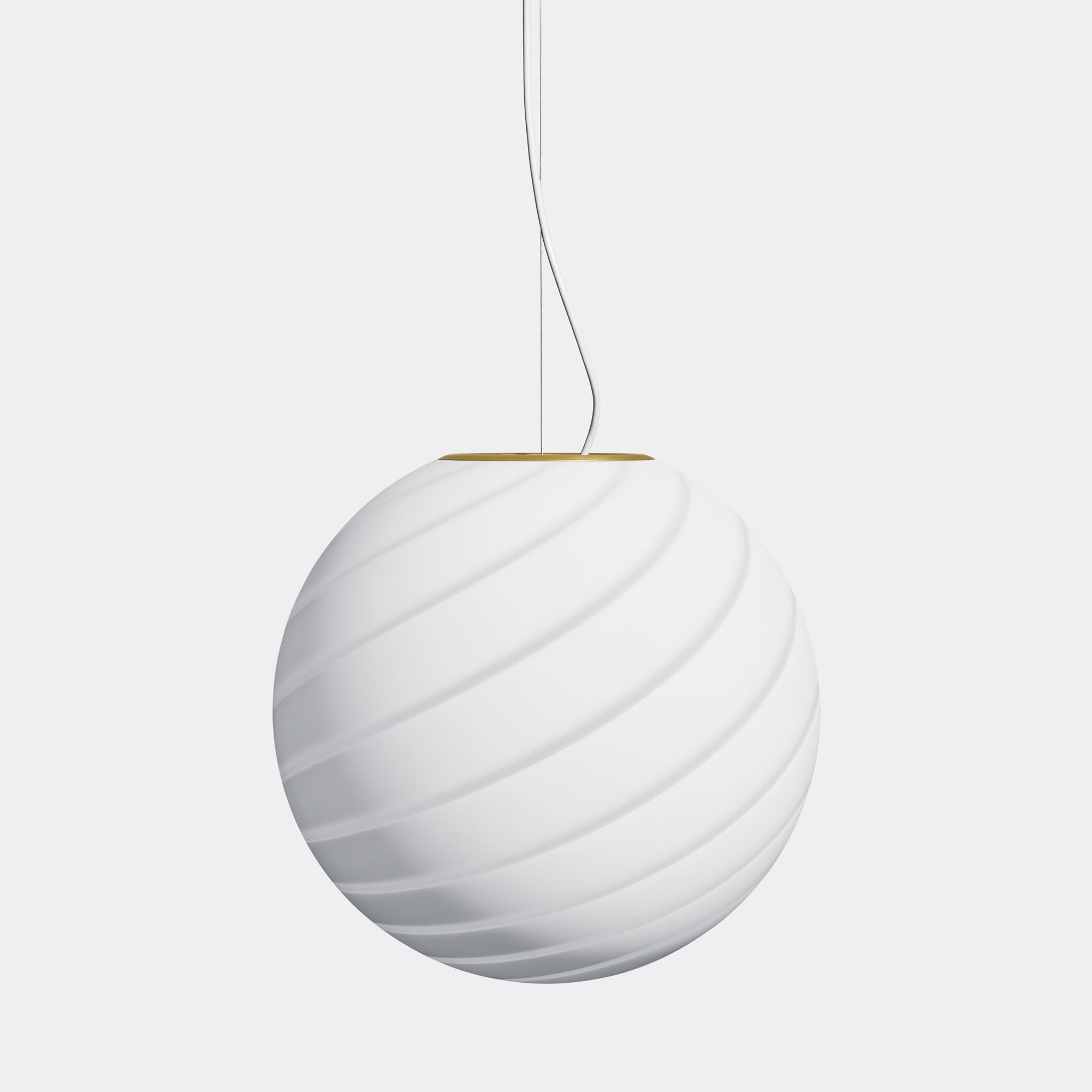 Große Murano runde weiße Swirl-Lampe Pendel D:40 cm