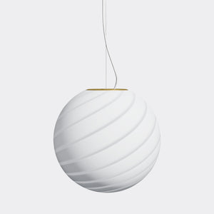 Große Murano runde weiße Swirl-Lampe Pendel D:40 cm