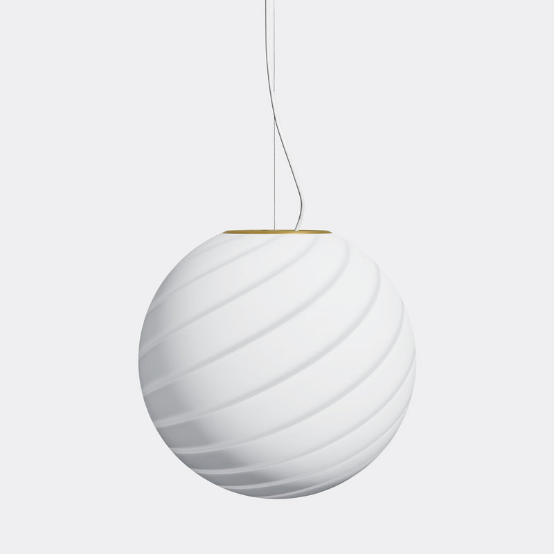 Große Murano runde weiße Swirl-Lampe Pendel D:40 cm