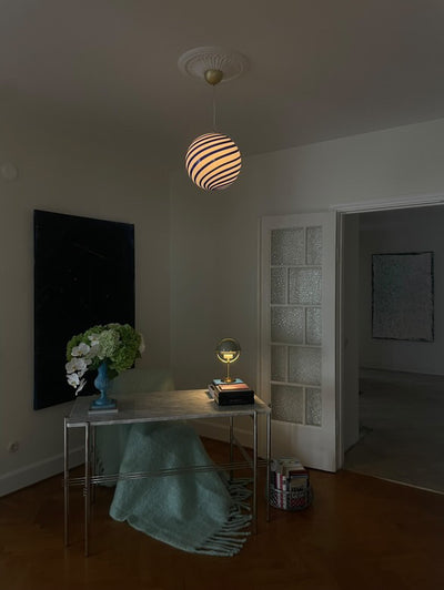 Murano Candy pendant cobalt blue/white swirl d: 30 cm