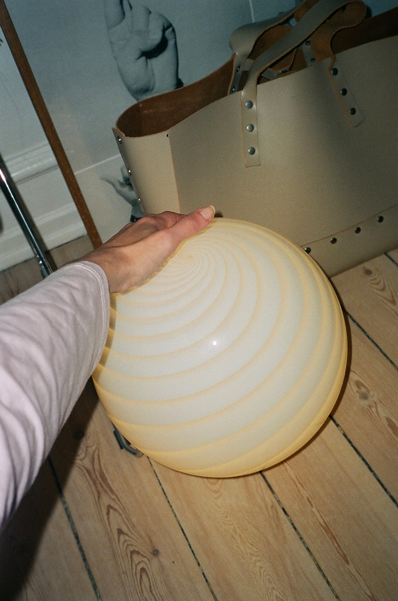 Murano Candy tafellamp wit swirl D:30 cm