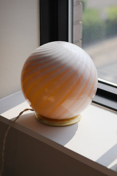 Murano Candy Tischlampe Creme-Karamell Wirbelmuster D:20 cm
