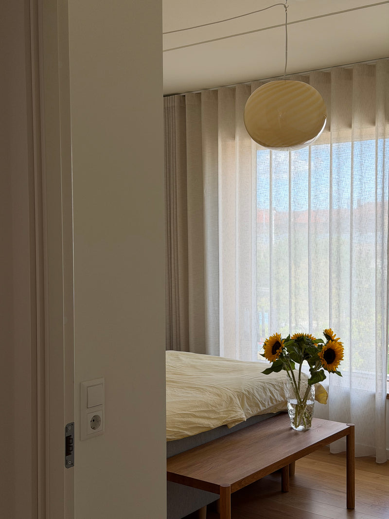 Grote Murano Candy ovale hanglamp geel swirl D:40 cm