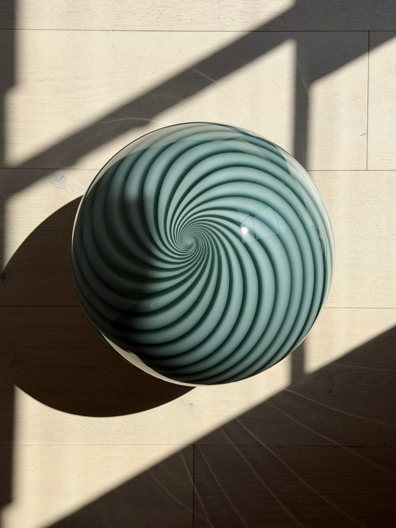Stor Murano Candy pendel petrolium grøn swirl D:40 cm
