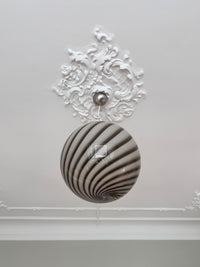Stor Murano Candy-Pendelleuchte grau-brauner Wirbel D:40 cm