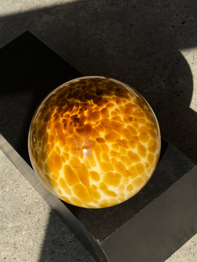 Murano Candy bordslampa rav orange swirl D:30 cm