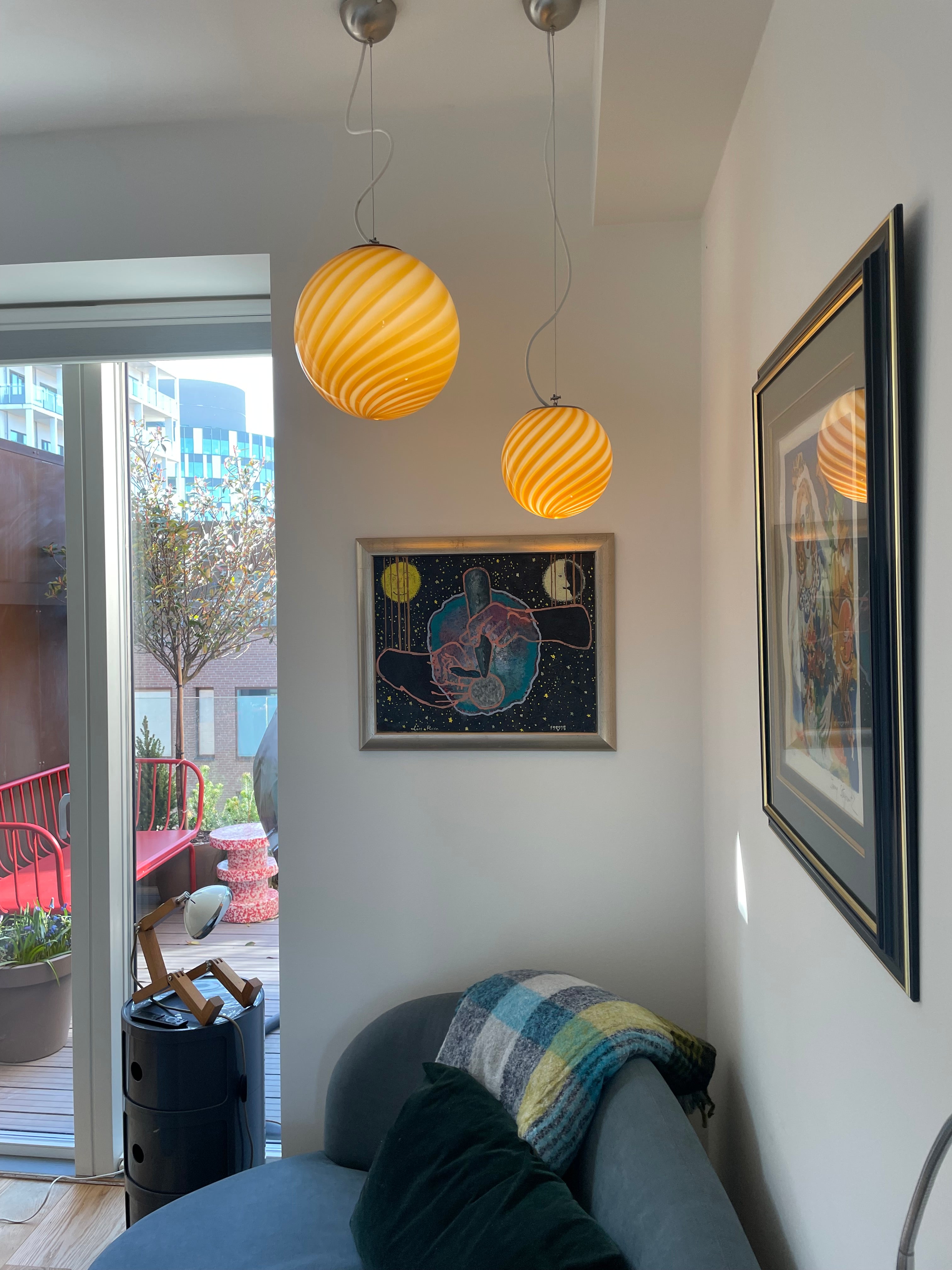 Murano Candy pendant orange amber swirl D:20 cm