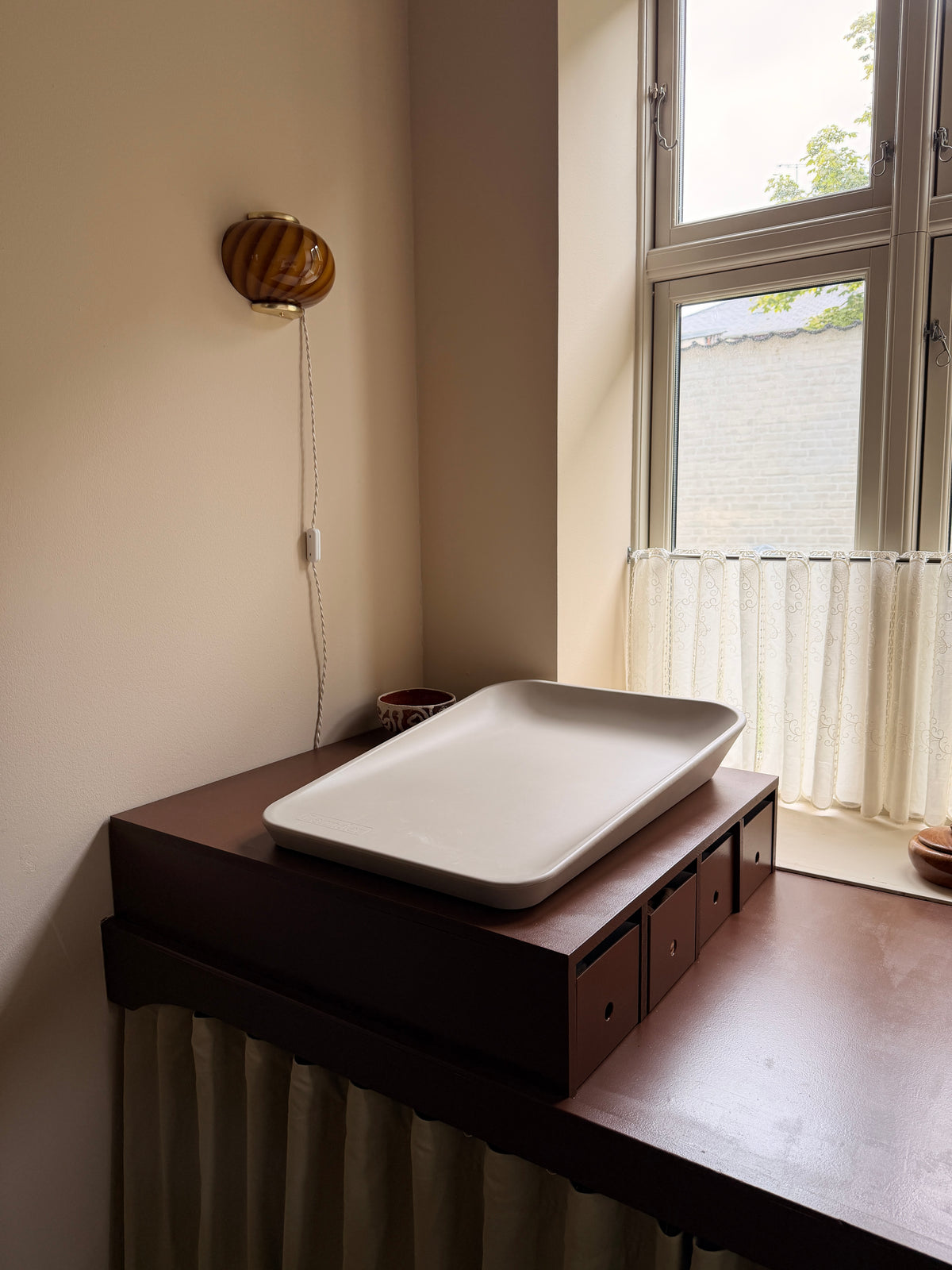 Murano Candy muurlamp oranje amber spiraal 21x15cm
