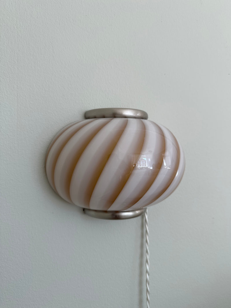 Murano Candy wall lamp caramel cream swirl 21x15cm