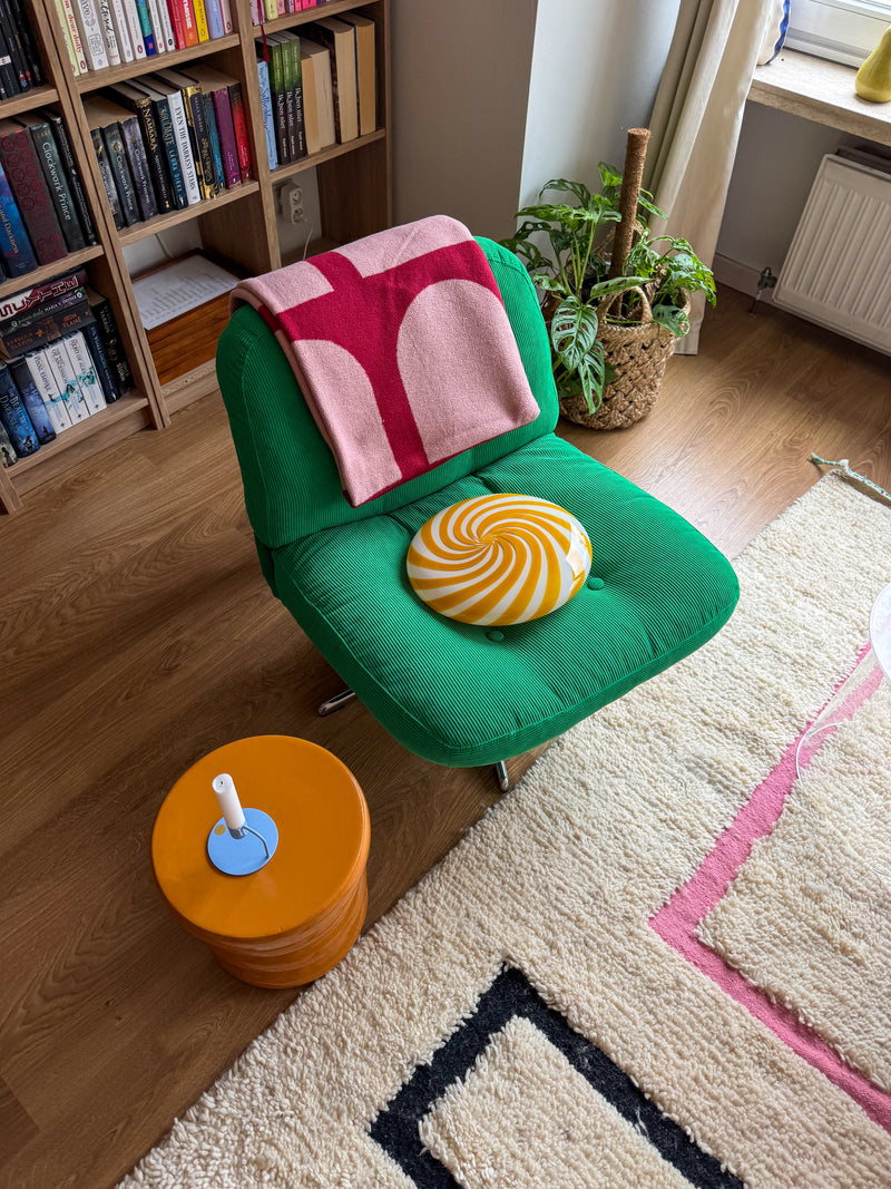 Murano Candy plafond gul/hvid swirl D:30 cm