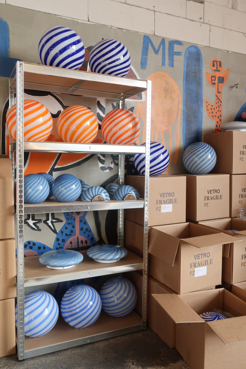 Murano Candy pendel koboltblå/hvid swirl D:30 cm [archive]