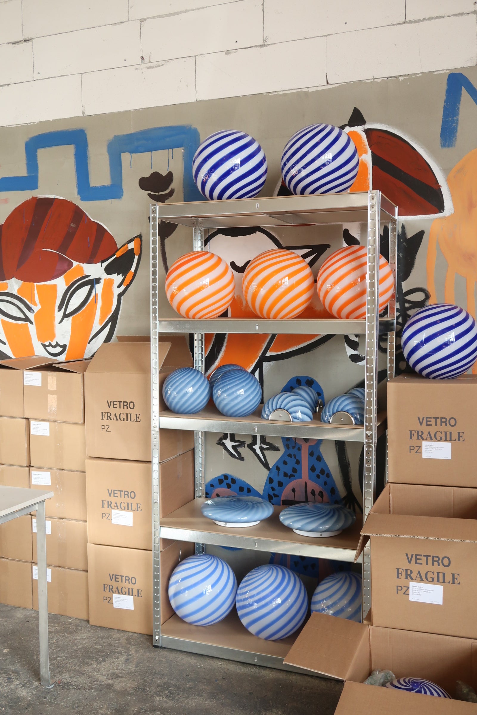 Murano Candy pendel koboltblå/hvid swirl D:30 cm [archive]