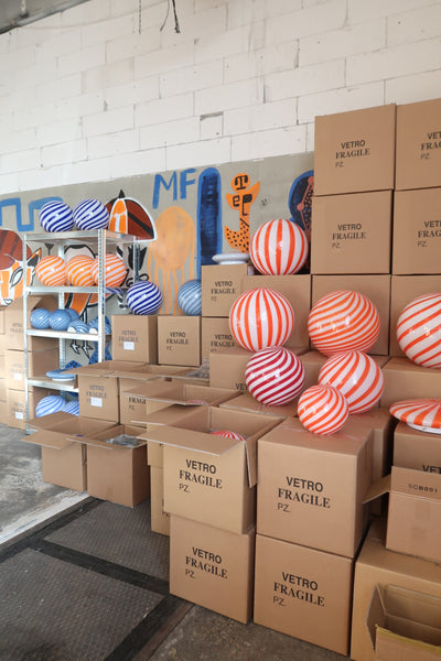 Murano Candy pendel rød/hvid swirl D:30 cm [archive]