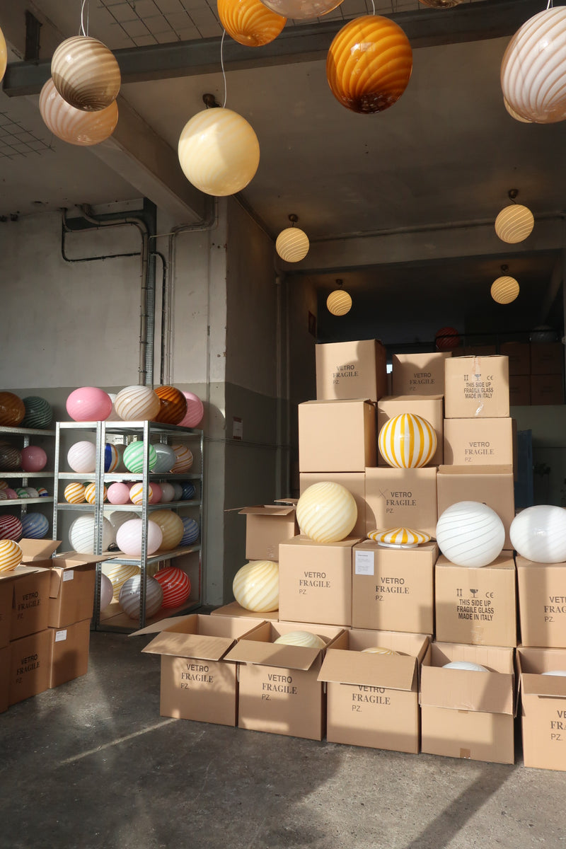 Stor Murano Candy pendel orange rav swirl D:40 cm [archive]