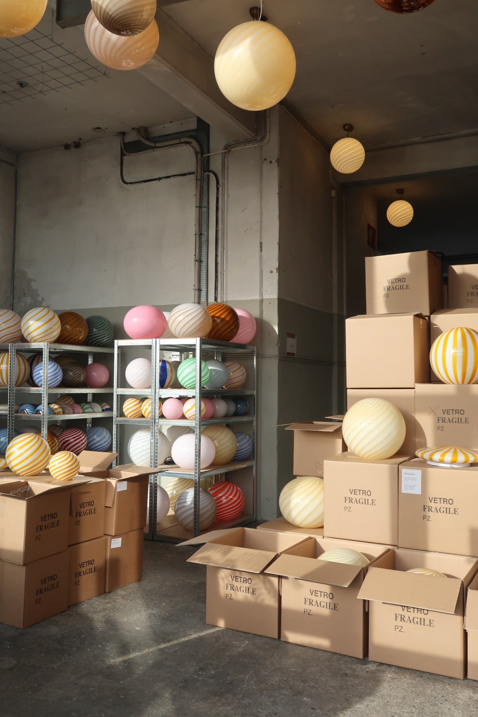 Murano Candy pendel gul swirl D:20 cm [archive]