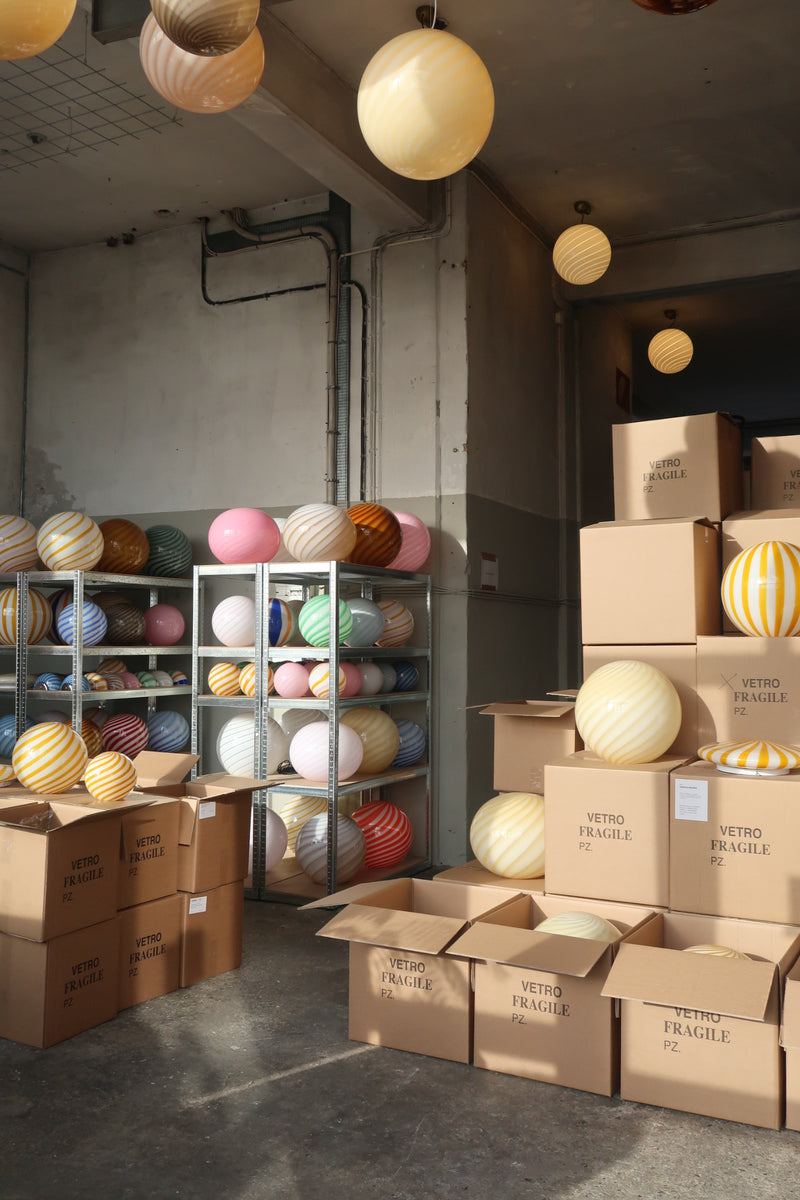 Stor Murano Candy pendel orange rav swirl D:40 cm [archive]