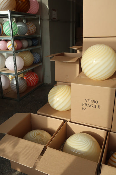 Stor Murano Candy pendel gul swirl D:40 cm [archive]