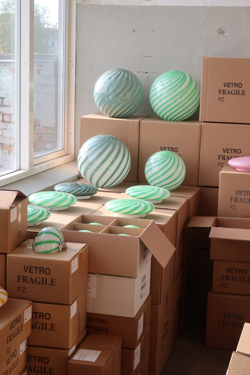 Murano Candy plafond grøn/hvid swirl D:30 cm [archive]