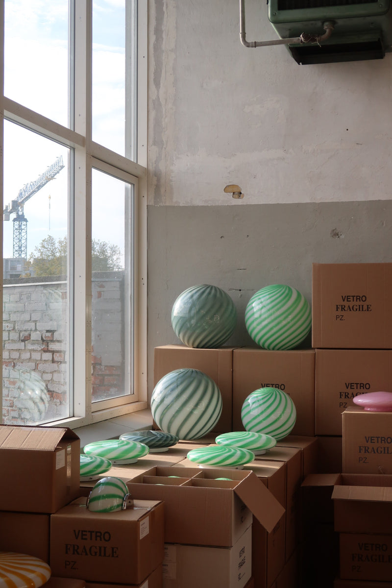 Murano Candy pendel grøn/hvid swirl D:20 cm [archive]