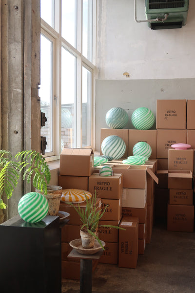 Murano Candy pendel grøn/hvid swirl D:20 cm [archive]