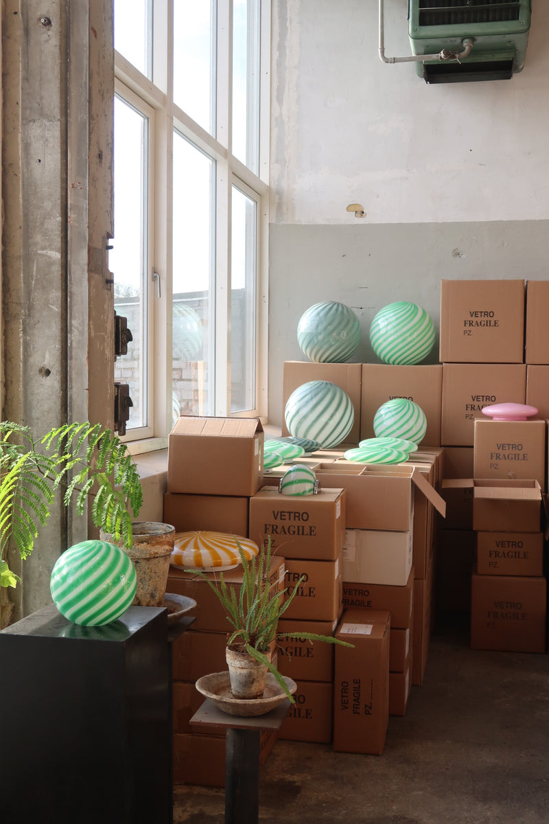 Murano Candy pendel grøn/hvid swirl D:20 cm [archive]