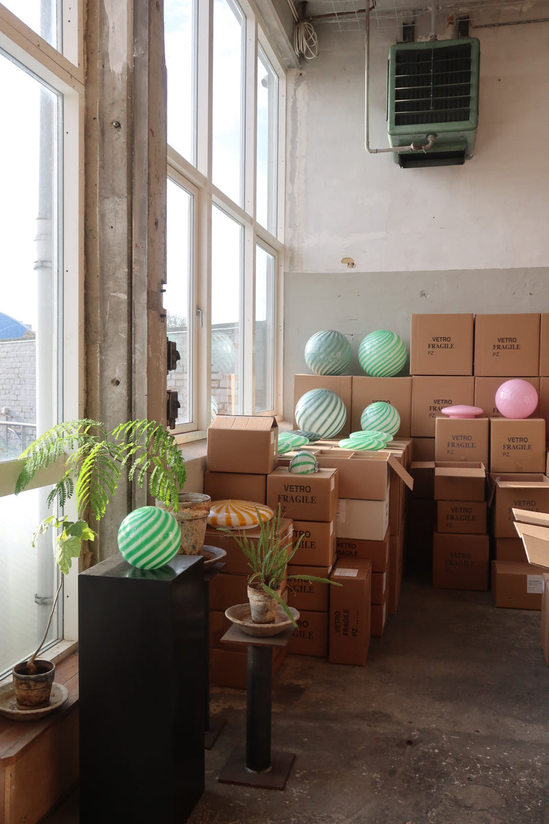 Murano Candy plafond grøn/hvid swirl D:30 cm [archive]