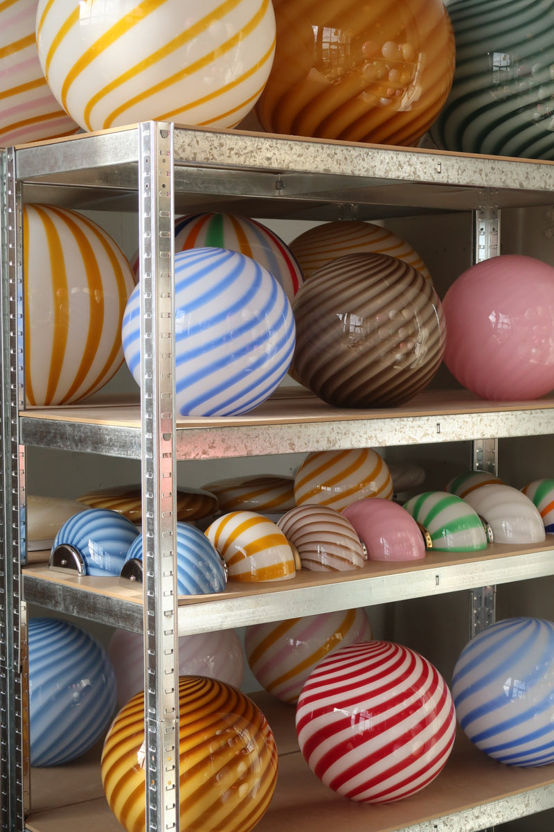 Stor Murano Candy pendel gul/hvid swirl D:40 cm [archive]