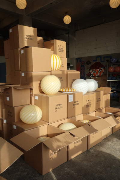 Stor Murano Candy pendel gul swirl D:40 cm [archive]