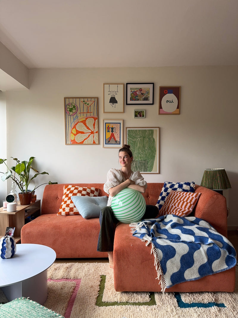 Stor Murano Candy pendel grøn/hvid swirl D:40 cm