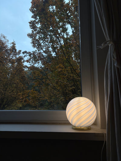 Murano Candy table lamp blue swirl D:20 cm