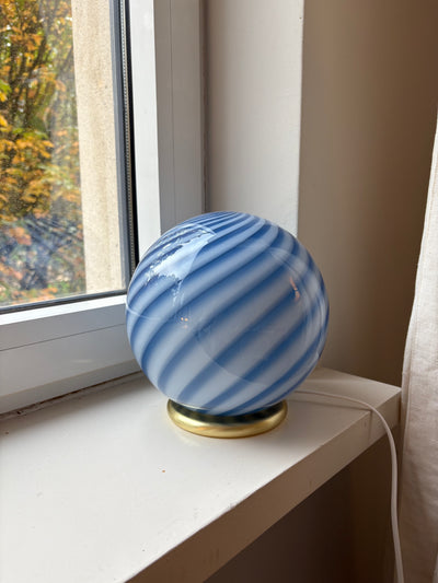 Murano Candy table lamp blue swirl D:20 cm