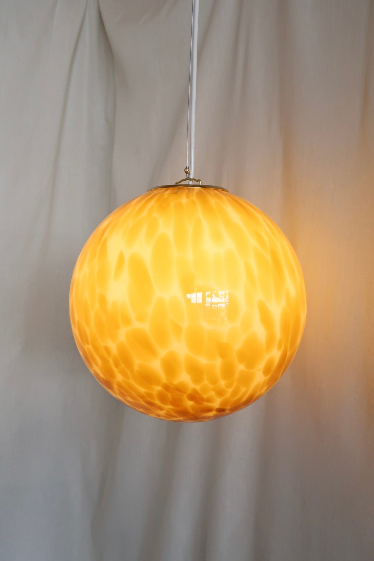 Murano Candy pendel orange rav swirl D:30 cm