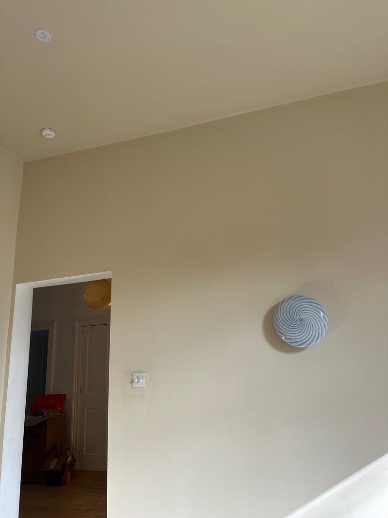 Murano Candy plafond blå swirl D:30 cm