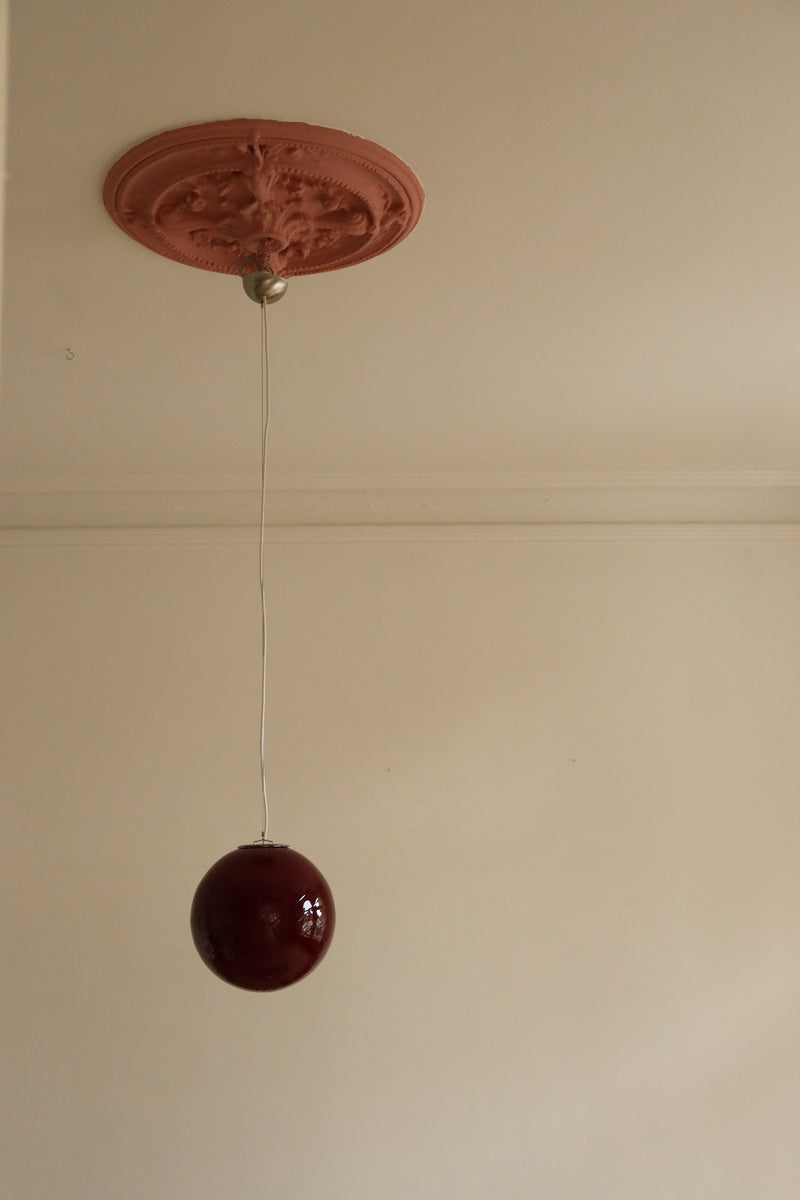 Murano Candy bordowa lampa wisząca Swirl, Ø30 cm