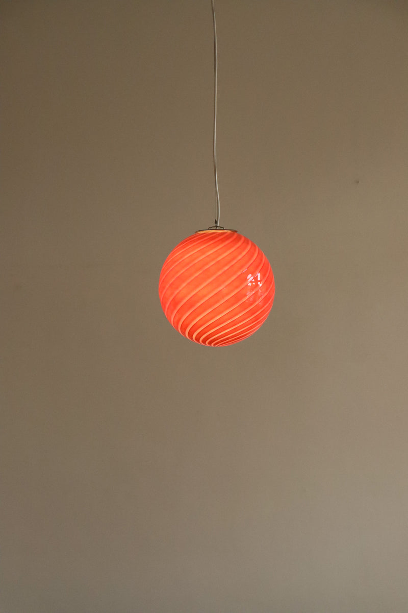 Murano Candy bordowa lampa wisząca Swirl, Ø30 cm