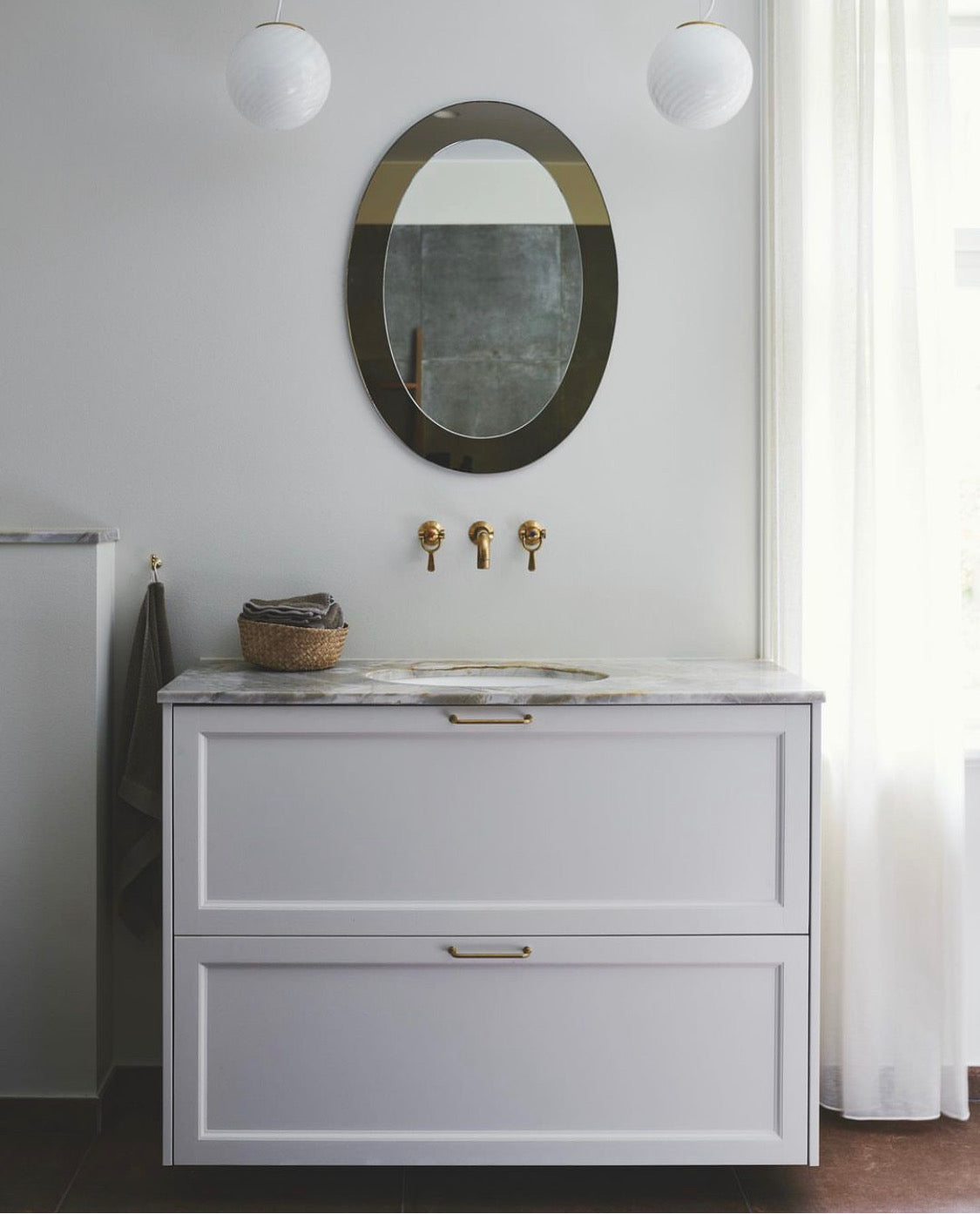 Murano Candy pendel hvid swirl D:20 cm