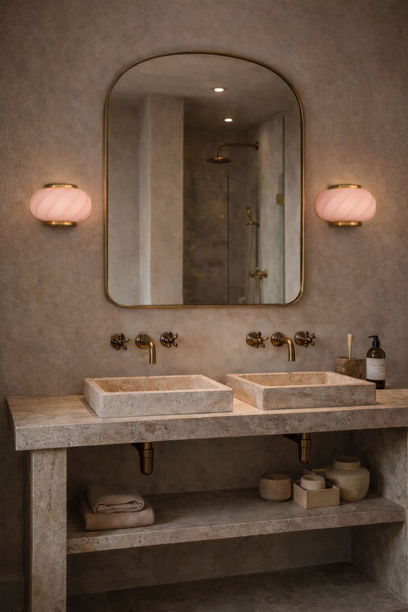 Murano Candy vägglampa mjuk ljusrosa swirl 21x15cm